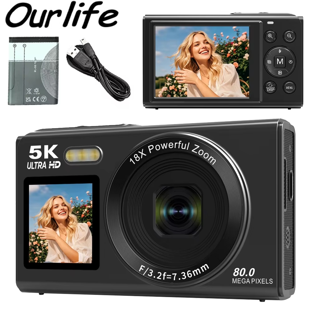 Vintage Home Cinema - Cámara Digital Ourlife 5K 80MP con
