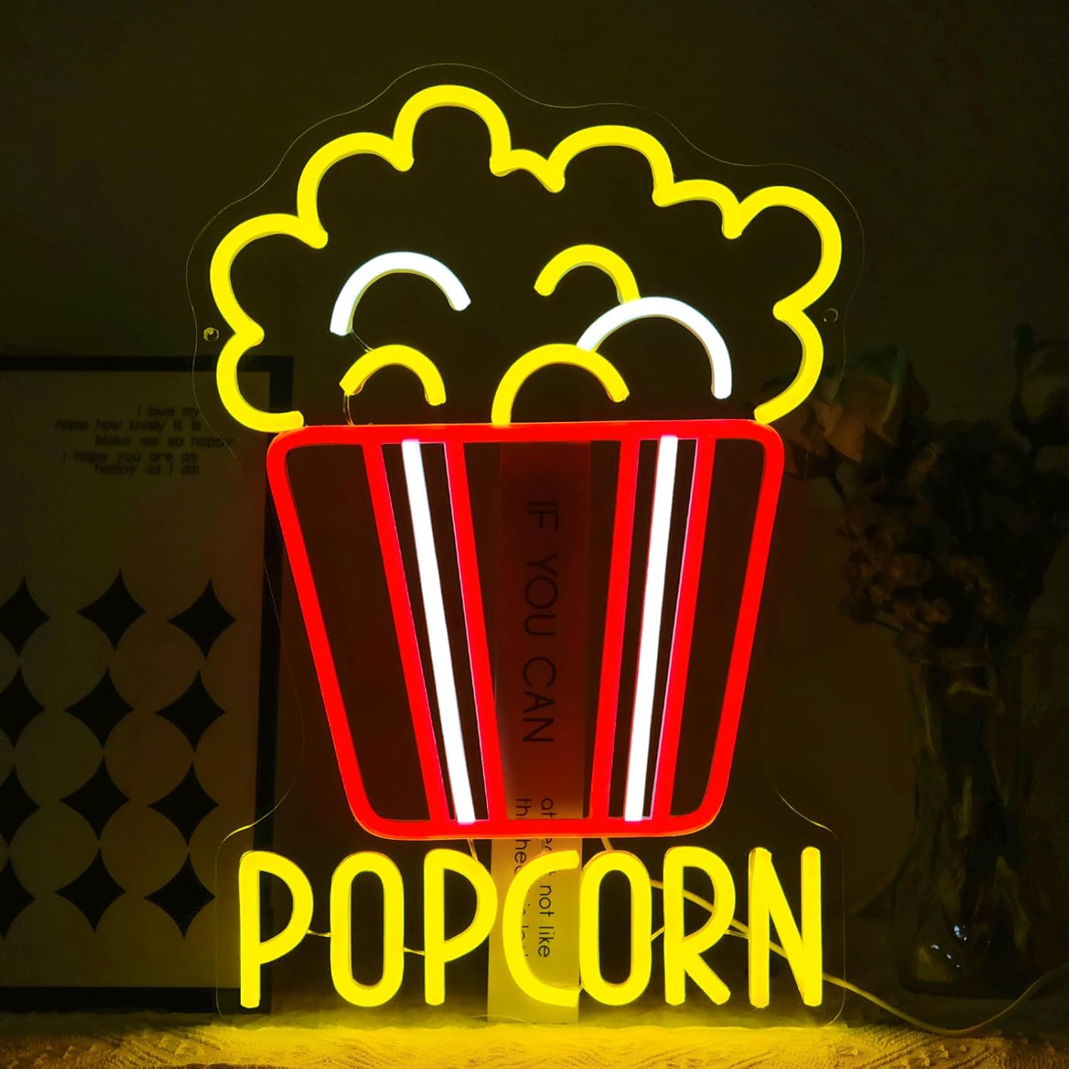 Home Cinema Food - Letrero de neón de palomitas de