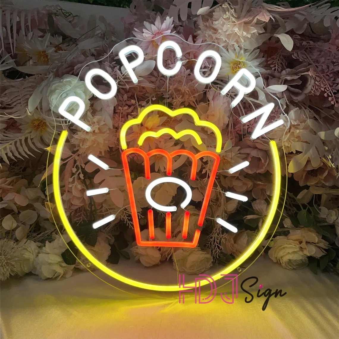 Home Cinema Food - Letrero de neón LED de palomitas