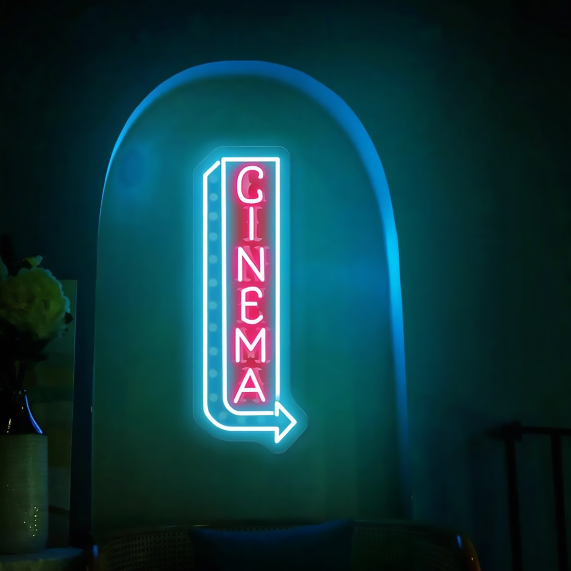 Home Cinema Food - Letrero de Neón de Cine, Letrero
