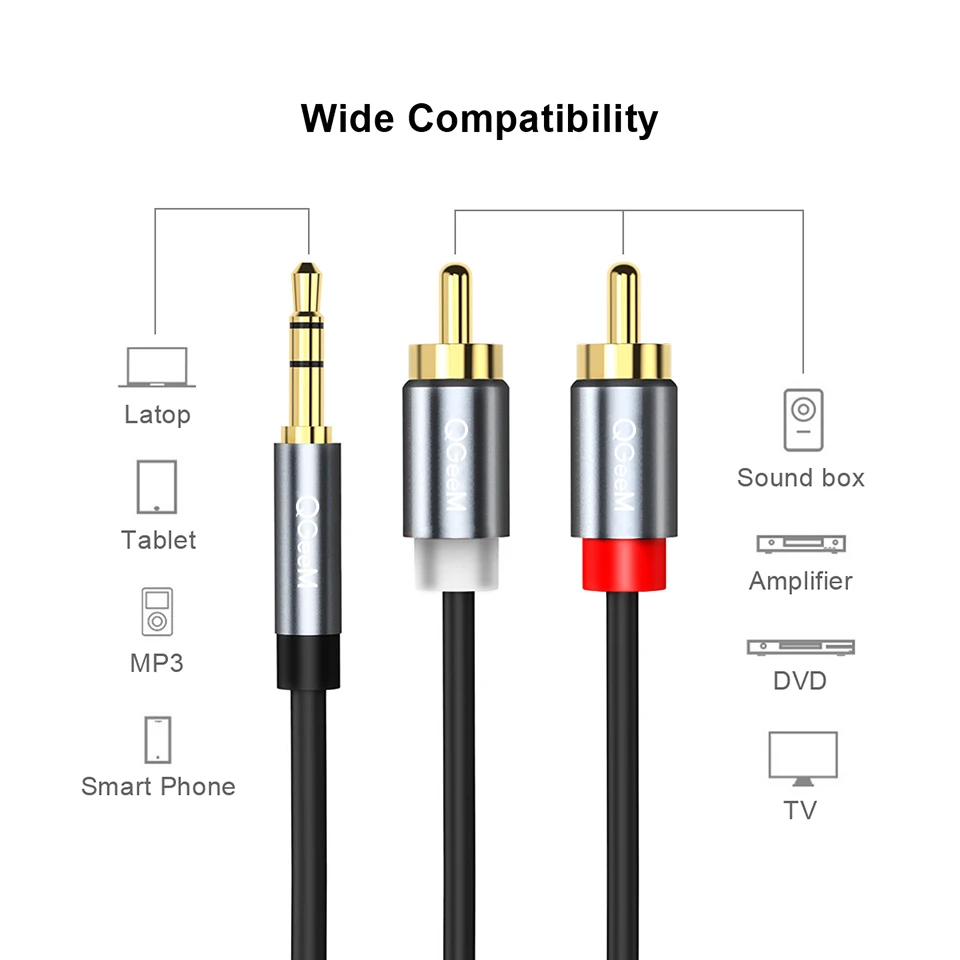 Cable RCA QGeeM 2RCA a 3.5mm,  - Home Cinema Heos reseña y precio