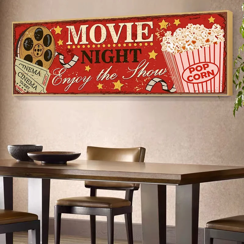 Pintura en lienzo con letrero  - Vintage Home Cinema reseña y precio