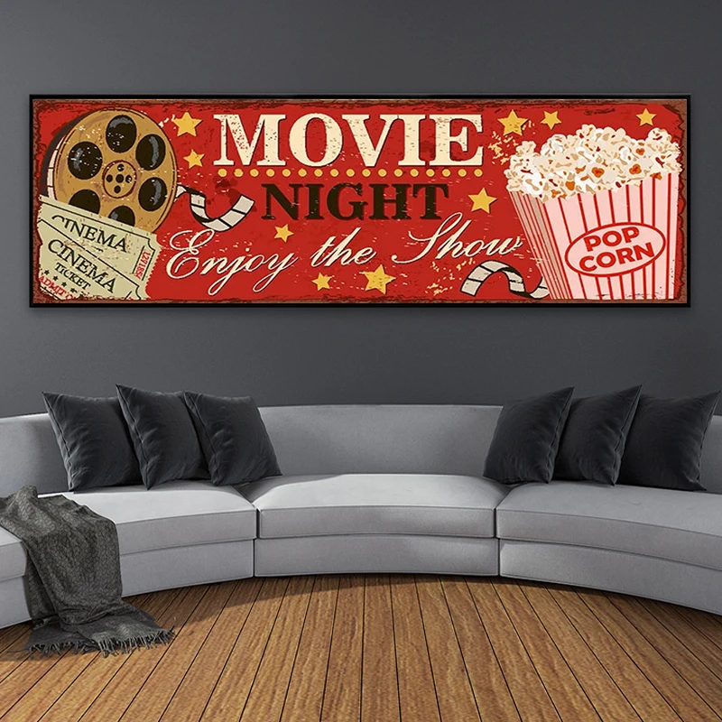 Pintura en lienzo con letrero  - Vintage Home Cinema reseña y precio