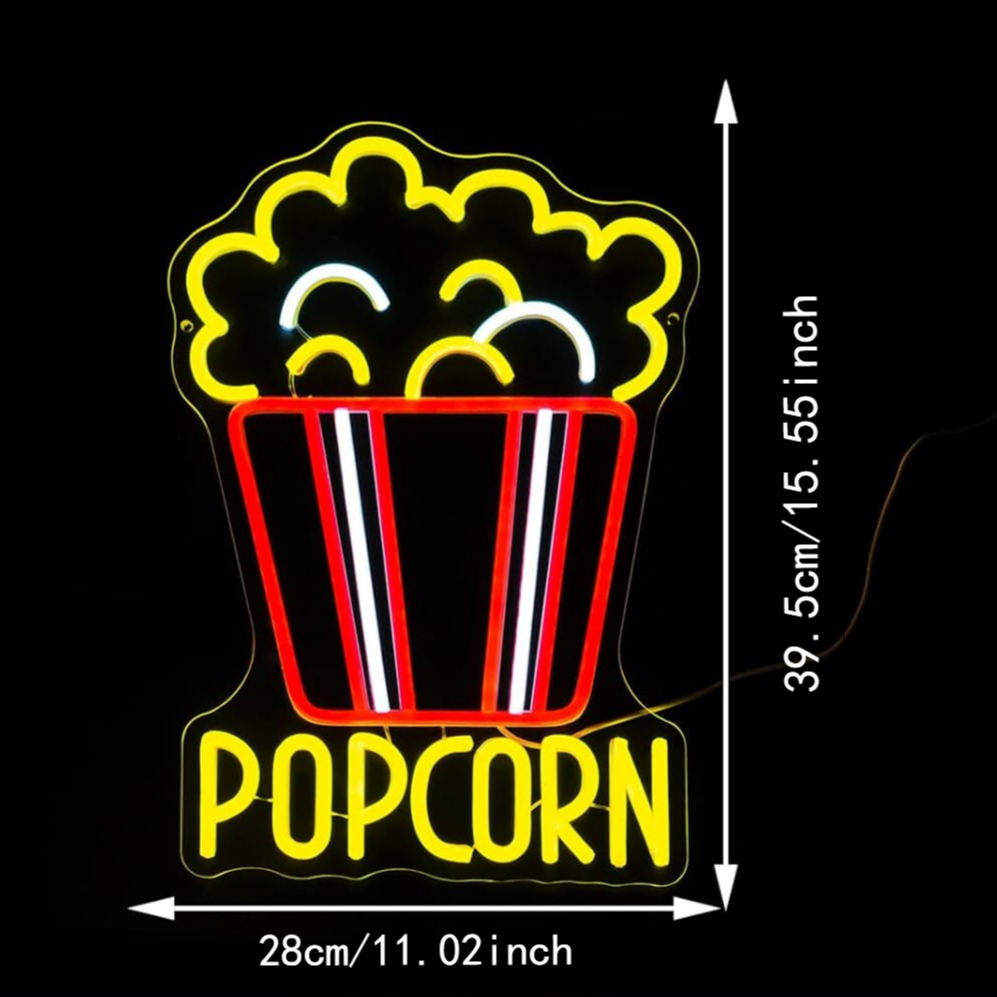 Letrero de neón de palomitas d - Home Cinema Food reseña y precio
