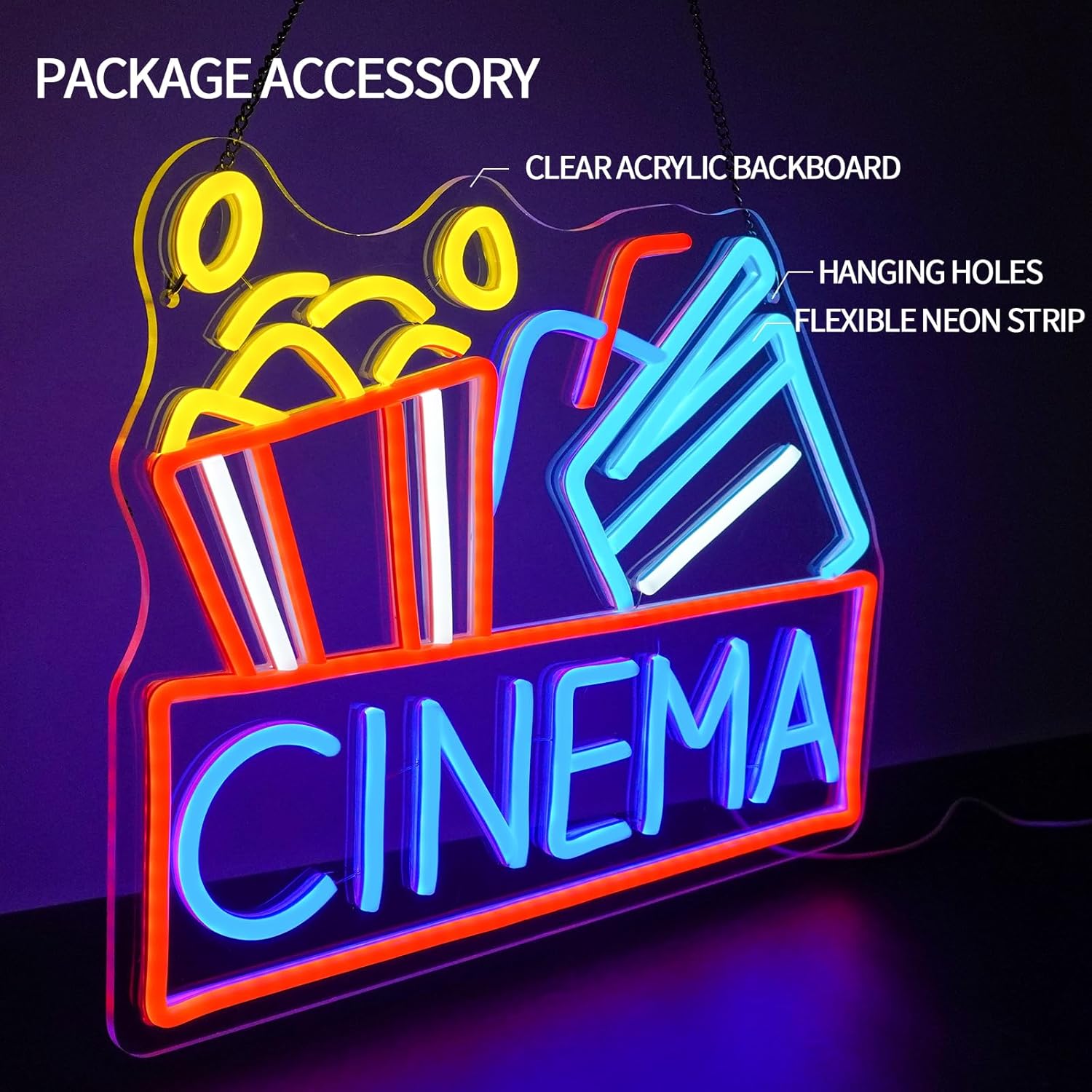 Letrero de neón de cine, luz L - Home Cinema Films reseña y precio